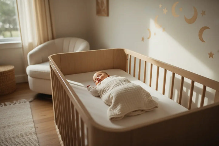 Schlafendes Baby im Babybett – Baby-Schlafrechner für Schlafbedarf und passende Schlafzeiten