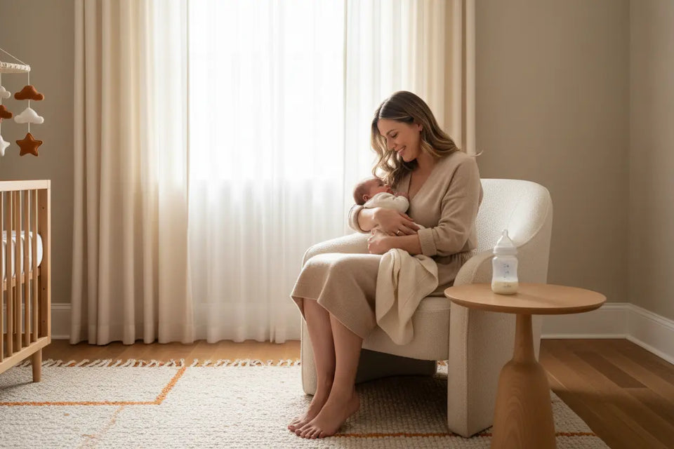 Mutter mit Baby beim Füttern – Milchmenge für Babys berechnen mit dem BabyLions Milchmengen-Rechner