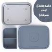 Brotbox Kinder Edelstahl 700 ml mit Silikondeckel – Bär Blau