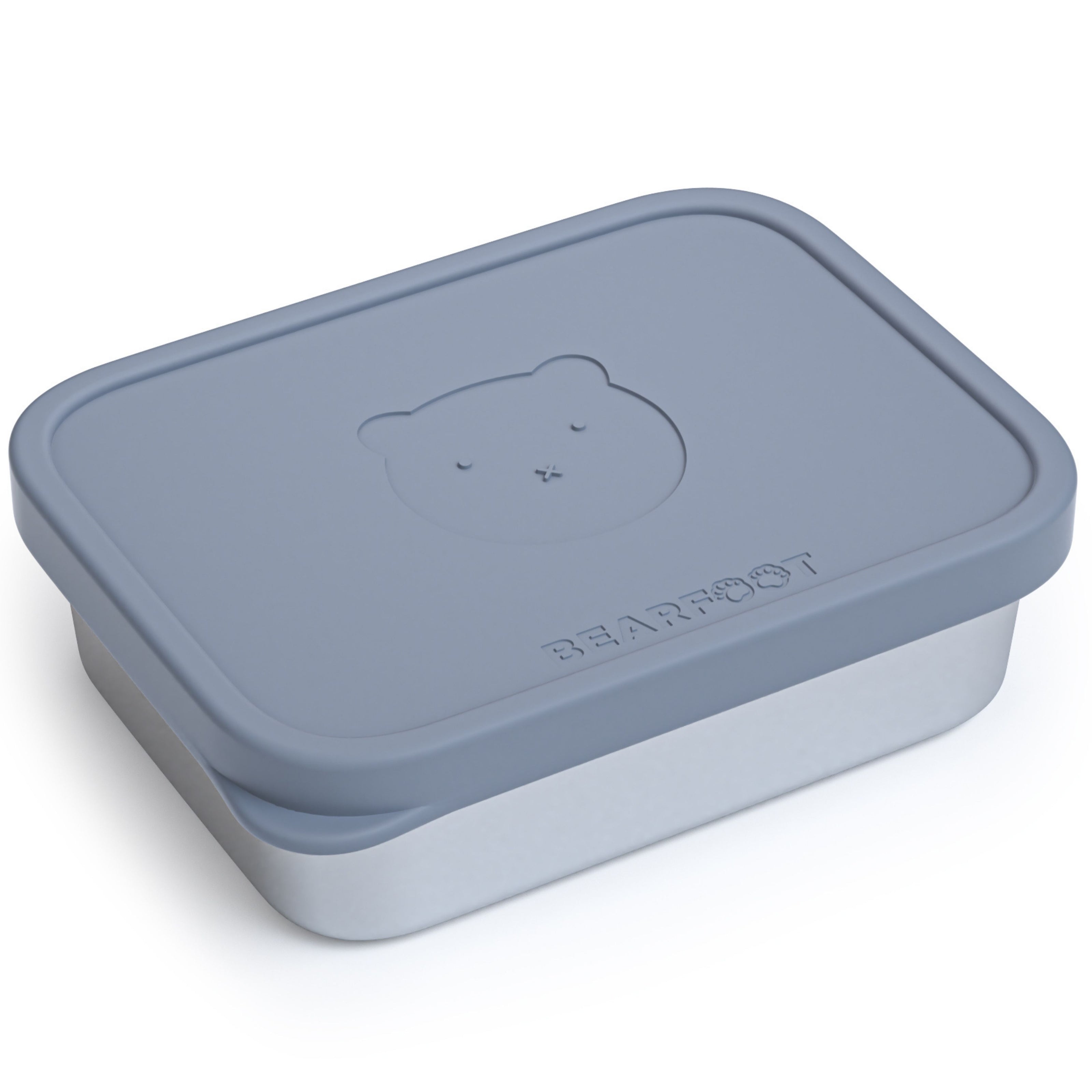 Brotbox Kinder Edelstahl 700 ml mit Silikondeckel – Bär Blau