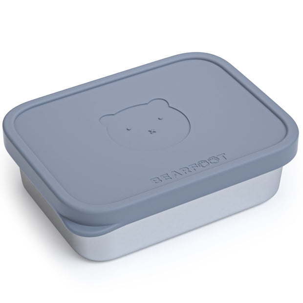 Brotbox Kinder Edelstahl 700 ml mit Silikondeckel – Bär Blau