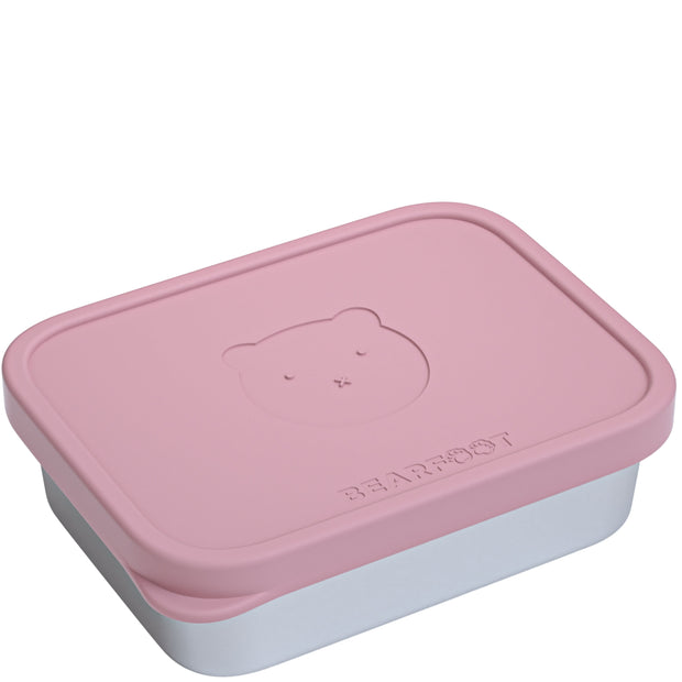 Brotbox Kinder Edelstahl 700 ml mit Silikondeckel – Bär Rosa