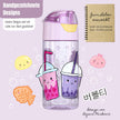 Kinder Trinkflasche BubbleTea 450 ml aus Tritan mit handgezeichnetem BubbleTea-Design, BPA-frei, auslaufsicher und ideal für Kindergarten, Schule, Sport und unterwegs.