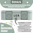 BEARFOOT Bento Brotdose Reh Salbei mit 84 Buchstaben-Stickern zur Personalisierung – wiederverwendbare Kinder Brotdose für Kindergarten und Schule
