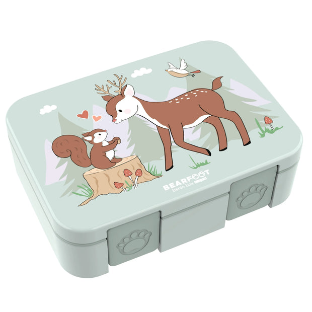 BEARFOOT Bento Brotdose Reh Salbei 650 ml mit liebevollem Waldmotiv, auslaufsicherem Bento-System und BPA-freiem Material für Kindergarten und Schule