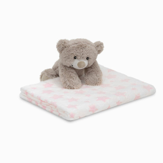 Kuscheltier Bär auf weicher Babydecke in Rosa – 2-teiliges Geschenkset für Babys.Babylions