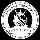 BabyLions® Markenlogo – Löwe mit Krone und Slogan „Erleben verbindet