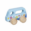 Blaues Holz-Greiffahrzeug für Babys, handliches Babyauto aus Massivholz mit Blumen- und Peace-Motiven, spielerisches Motorikspielzeug ab 1 Jahr – BabyLions®