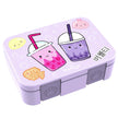 Lila Kinder Brotdose mit Bubble Tea Motiv, BPA-freie Bento Lunchbox mit Fächern für Kindergarten, Schule und unterwegs