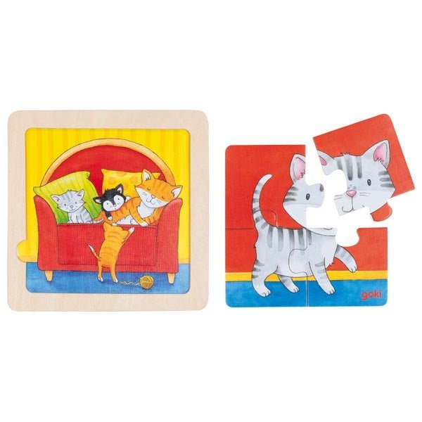 Holzpuzzle Katze für Kinder – kindgerechtes Tierkinder-Puzzle aus Holz – BabyLions®