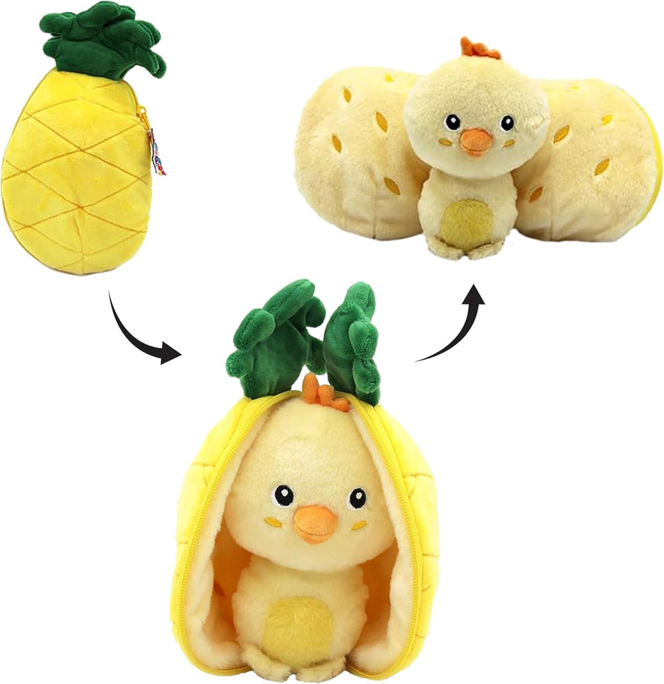Flipetz Küken in Ananas – 2-in-1 Plüschfigur von Les Déglingos