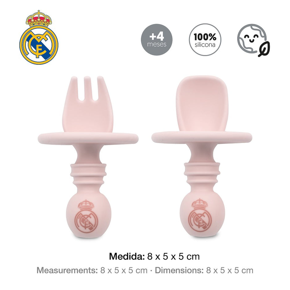 Lernbesteck Real Madrid – Silikon Set Rosa