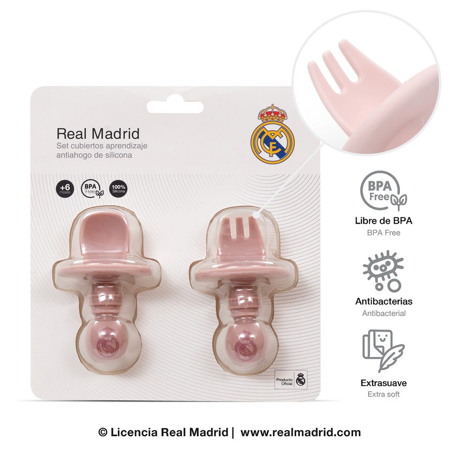 Lernbesteck Real Madrid – Silikon Set Rosa