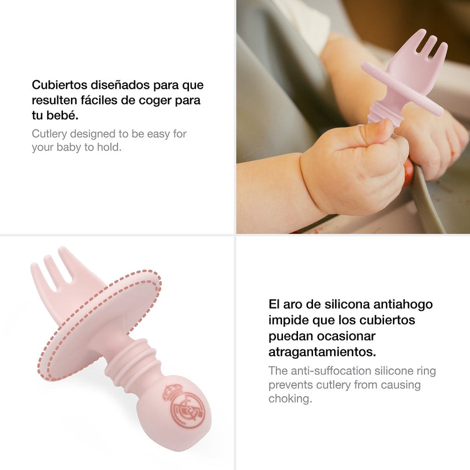 Lernbesteck Real Madrid – Silikon Set Rosa