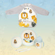 Real Madrid Baby Geschirrset blau mit Ärmellätzchen, Teller, Schüssel, Besteck und Trinklernbecher – BabyLions®