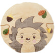 Runde Baby Spieldecke Igel von Piksi mit weichem Herbstmotiv, Blättern und Eicheln – kuschelige Krabbeldecke für Babys zur Förderung der Sinne, zum Spielen, Liegen und Entdecken ab Geburt.