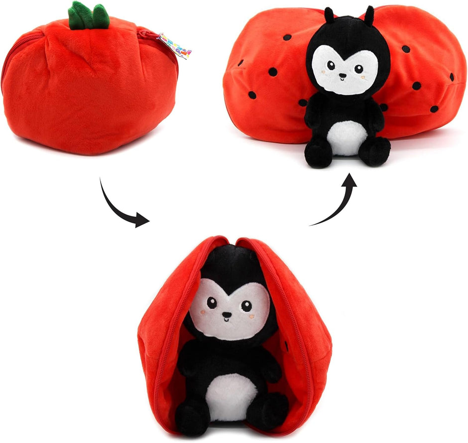 Flipetz Marienkäfer in Tomate – 2-in-1 Plüschfigur von Les Déglingos