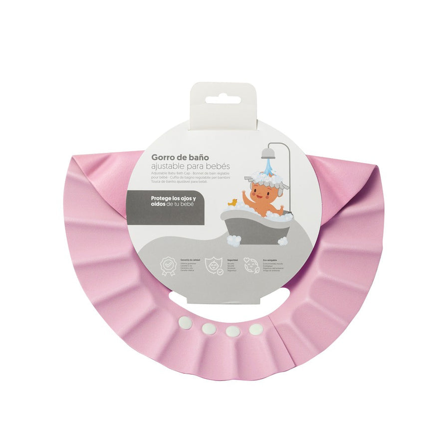 Baby Badehaube rosa Duschschutz für Haare waschen
