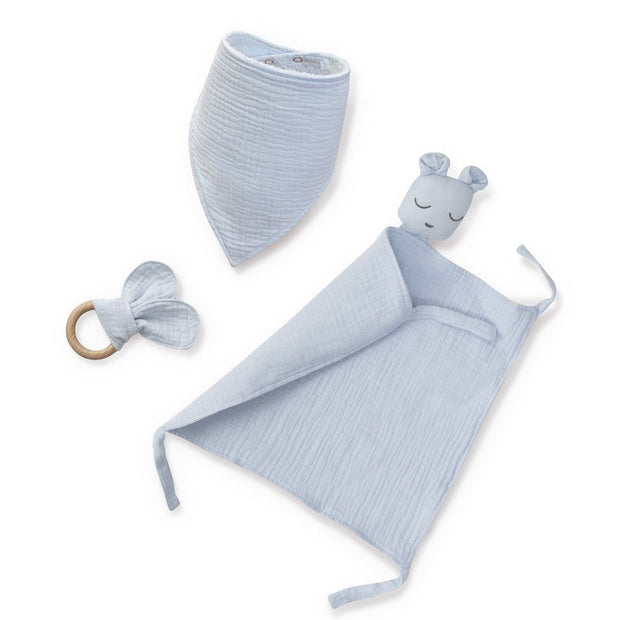 Baby Geschenkset 3 - teilig – Schmusetuch, Lätzchen & Beißring - Babylions
