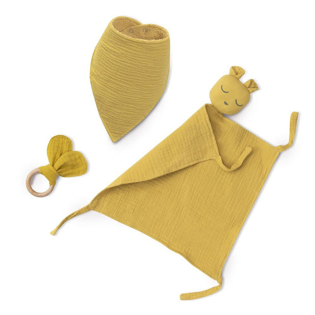 Baby Geschenkset 3 - teilig – Schmusetuch, Lätzchen & Beißring - Babylions