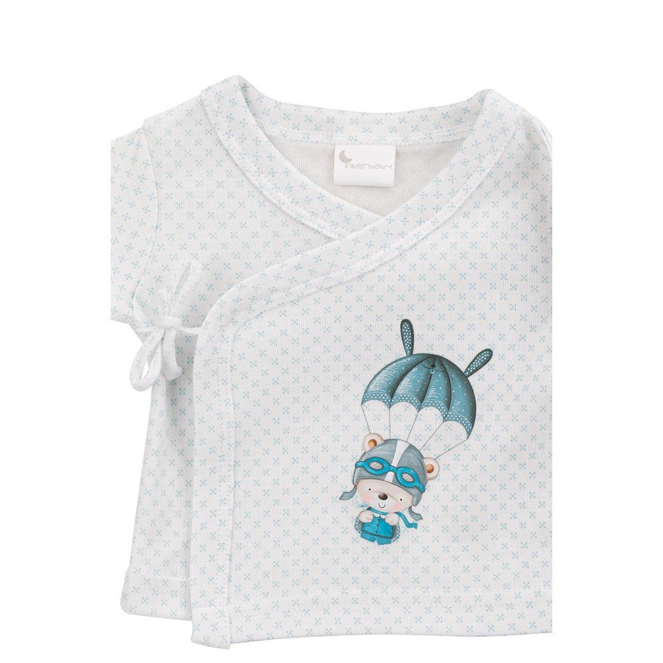 5-teiliges Baby Geschenkset in Blau mit Wickelshirt und Motiv