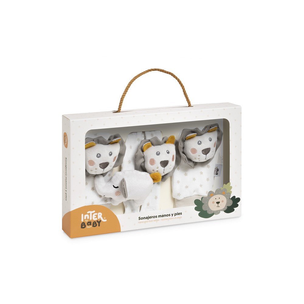 Baby Rasselarmband Set mit Löwenmotiv in Geschenkbox