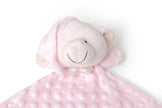 Rosa Baby Schmusetuch mit Teddybär – Detailansicht des weichen Kuscheltuchs
