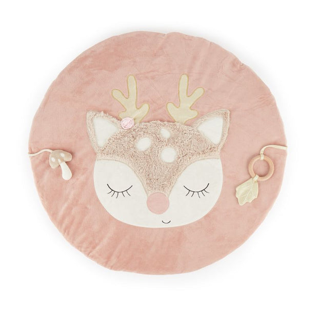 Baby Spieldecke Reh Ella rosa rund mit integrierten Spielelementen