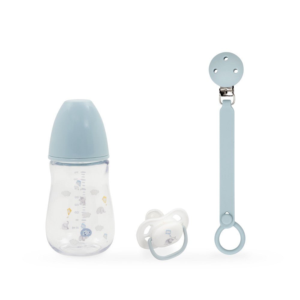 Baby Still - & Trink - Set 3 - teilig – Flasche, Schnuller & Clip - Babylions