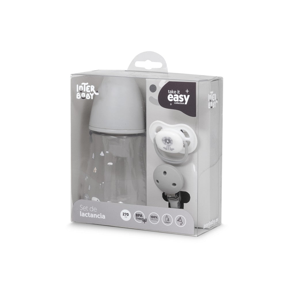 Baby Still - & Trink - Set 3 - teilig – Flasche, Schnuller & Clip - Babylions