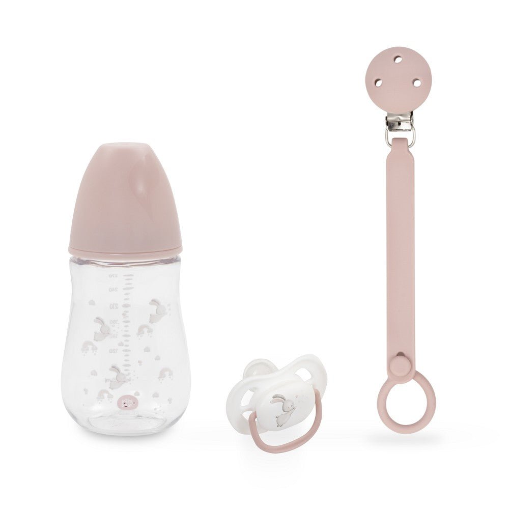 Baby Still - & Trink - Set 3 - teilig – Flasche, Schnuller & Clip - Babylions