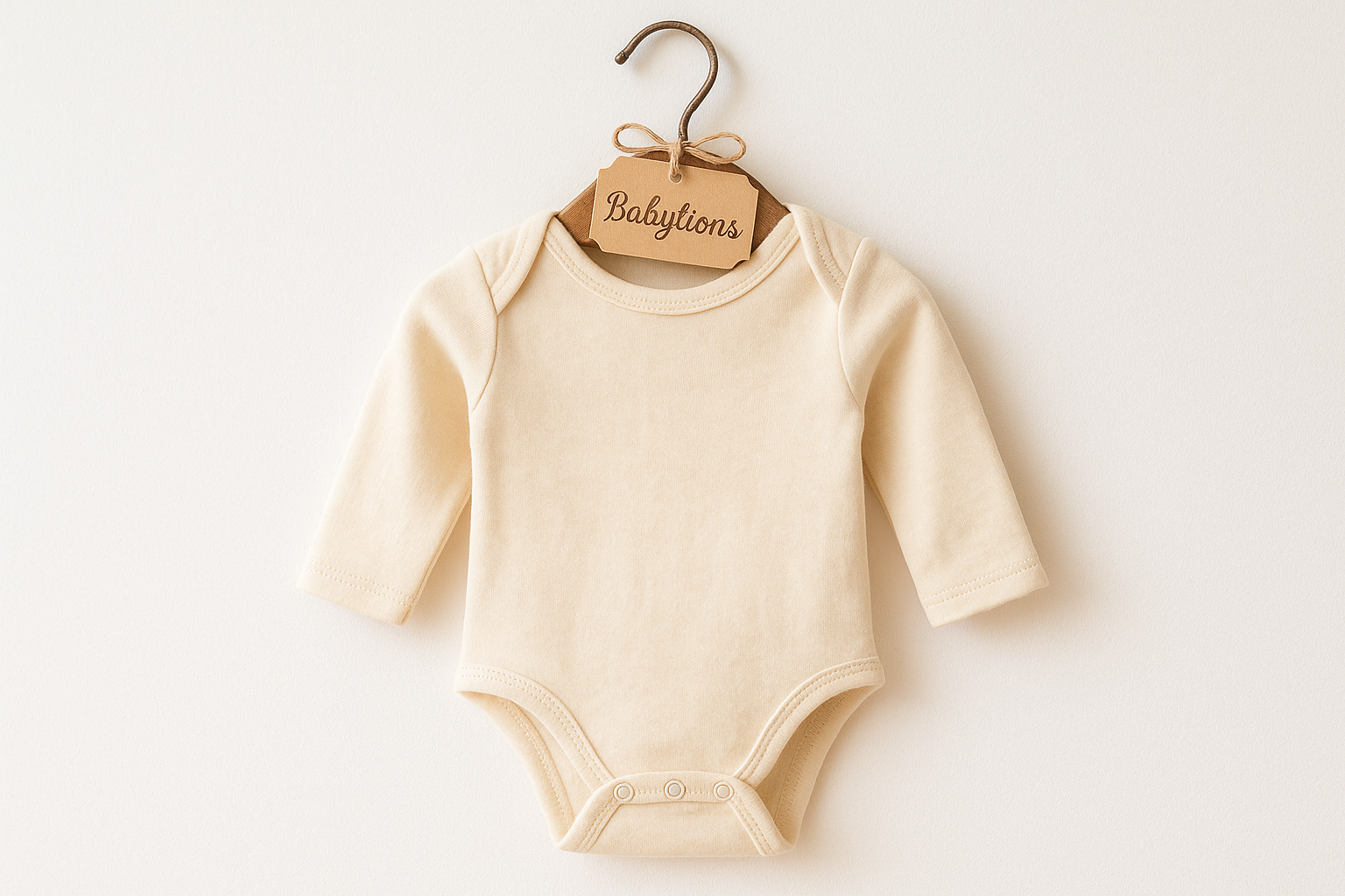 BabyBody an Holzbügel mit Namensschild personalisiert (z. B. mit Babylions )