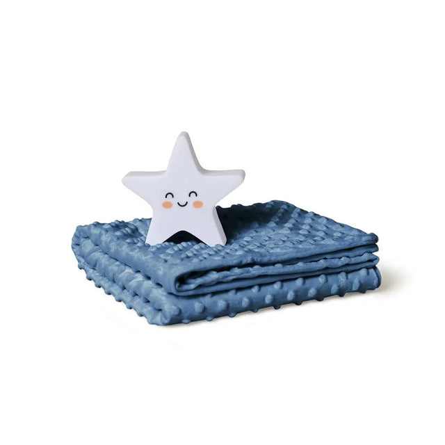 Blaue Babydecke mit weicher Noppenstruktur und Stern-Nachtlicht für Babys