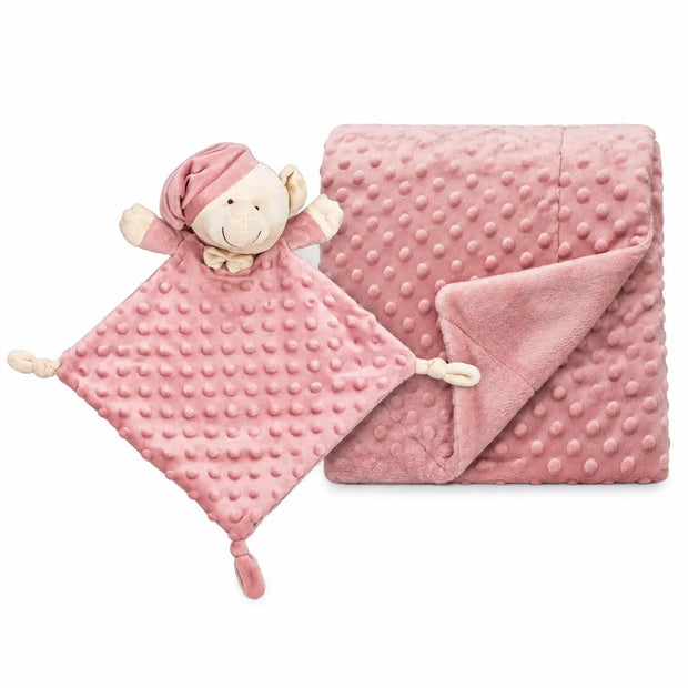 Babydecke mit Schmusetuch im Set in Rosa – weiche Kuscheldecke und Schnuffeltuch für Babys