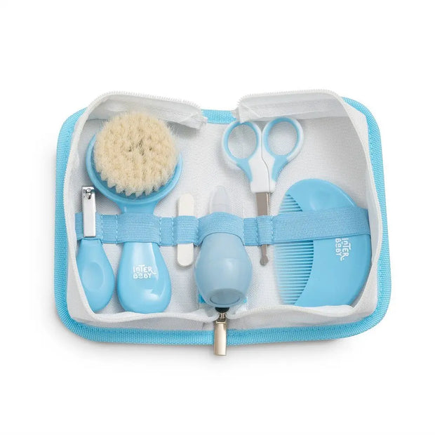 Babypflege Set für Neugeborene in Blau mit Pflegezubehör in praktischer Tasche