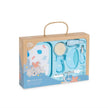 Babypflege Set für Neugeborene in Blau mit Bürste, Kamm, Schere und Pflegezubehör in Verpackung