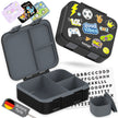 Bearfoot Kinder Brotdose Good Vibes schwarz – auslaufsichere Lunchbox mit Fächern, Einsatz und Buchstaben-Stickern für Kindergarten und Schule