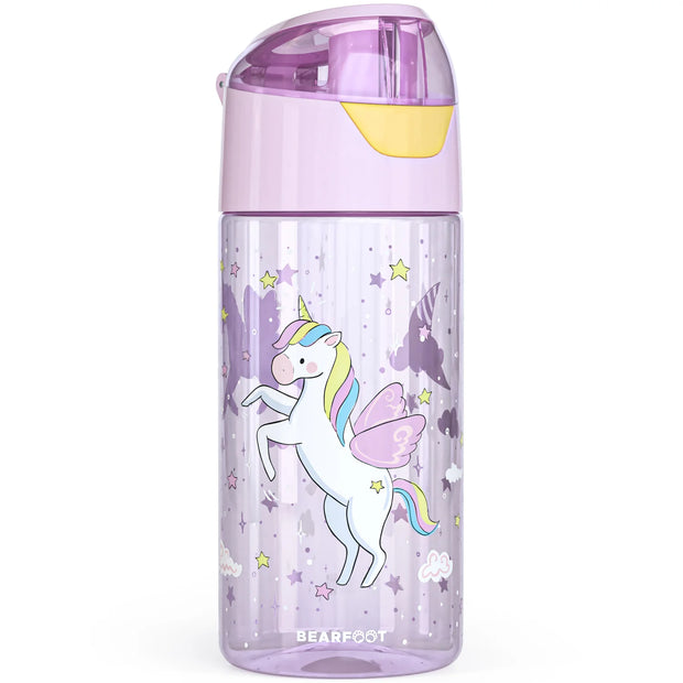Bearfoot Kinder Trinkflasche Einhorn 450 ml – BPA-frei, auslaufsicher, spülmaschinengeeignet für Kindergarten und Schule