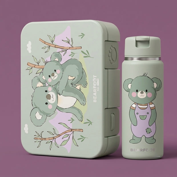 BEARFOOT Koala Set mit Bento Brotdose 650 ml und Thermo Kinder Trinkflasche 200 ml