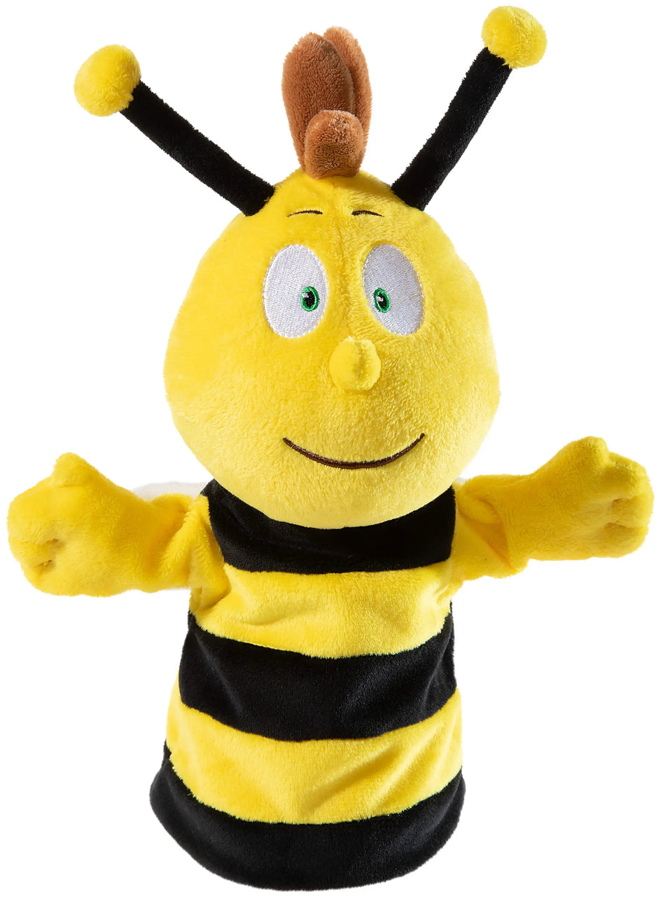 Biene Willi Handpuppe 25 cm aus weichem Plüsch in Gelb-Schwarz – Handspielpuppe für Kinder