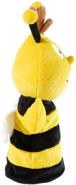 Biene Willi Handpuppe 25 cm aus Plüsch – Seitenansicht mit Flügeln und gelb-schwarzem Design