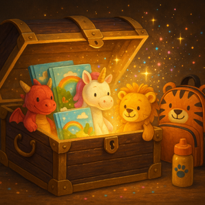 BabyLions Bundle – Schatztruhe mit liebevollen Baby- und Kinderprodukten wie Spielzeug, Accessoires und Sets, perfekt als Geschenk für Neugeborene und Kleinkinder