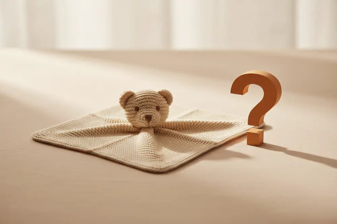 Baby Schmusetuch in Beige mit Fragezeichen Symbol – Hilfe, FAQ und Kundenservice bei BabyLions® Online Shop