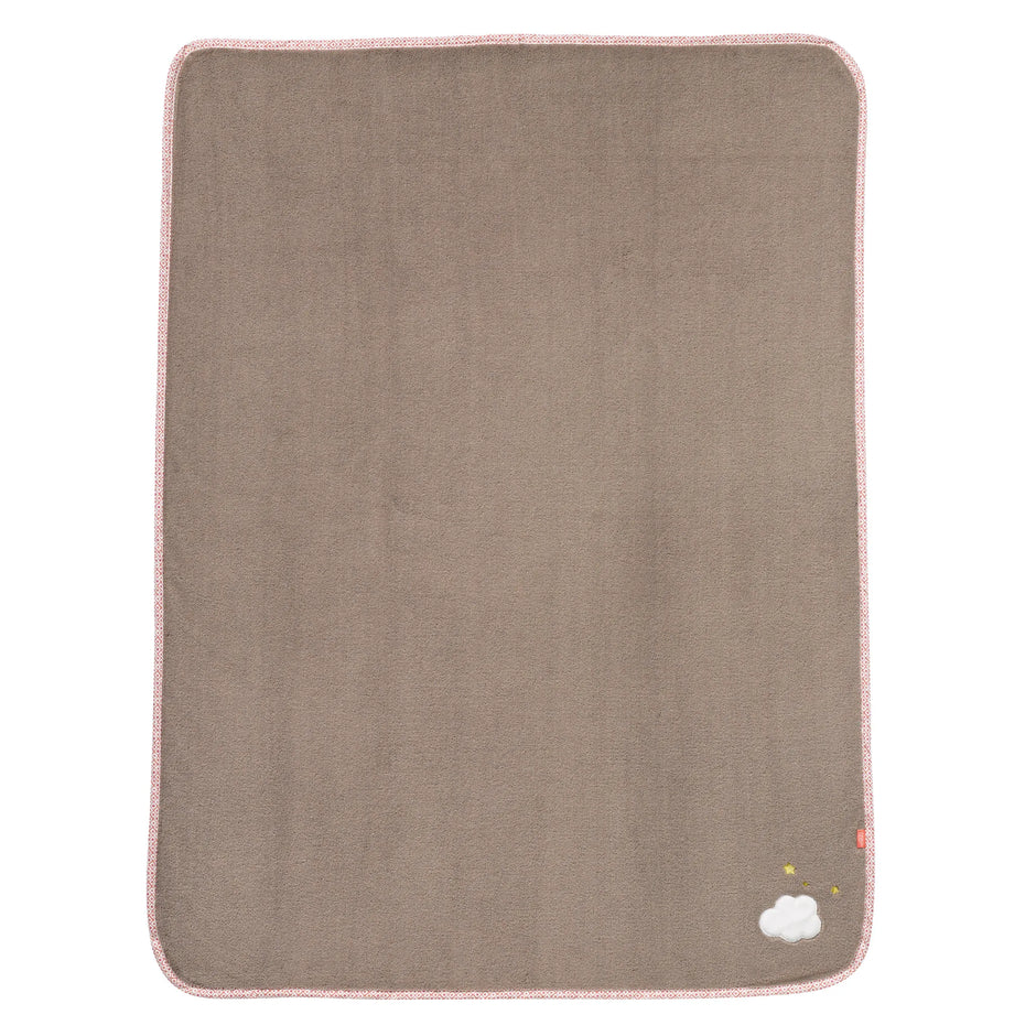Fehn Kinderdecke 100x75 cm mit Greifling – weiche Babydecke in Braun