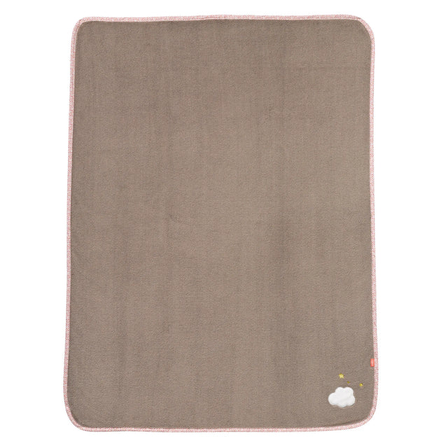 Fehn Kinderdecke 100x75 cm mit Greifling – weiche Babydecke in Braun