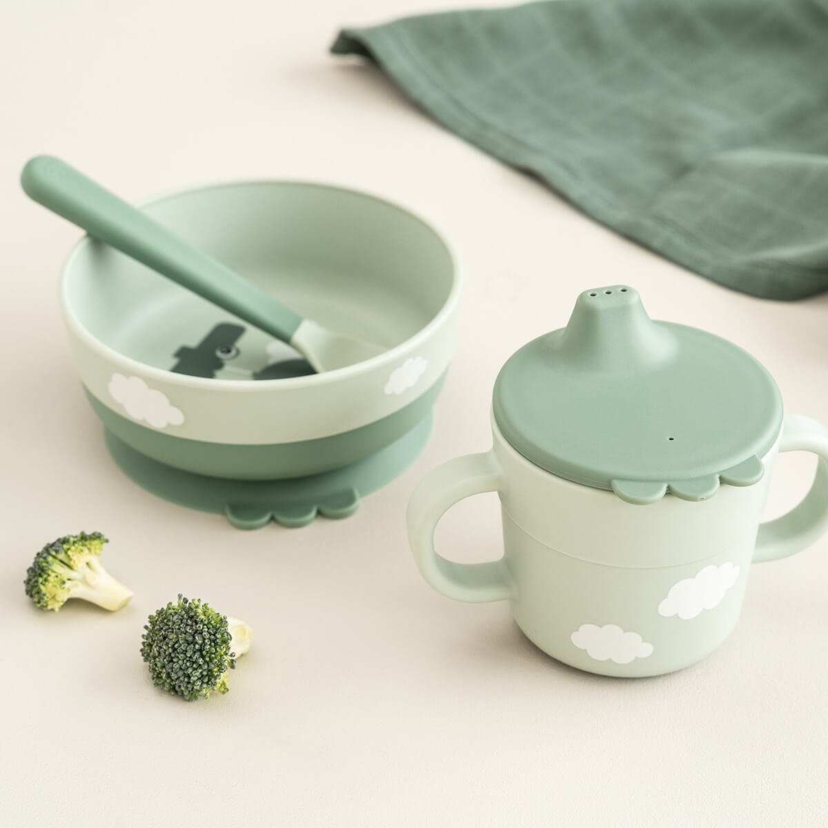 Foodie First Meal Geschirr - Set – Grün & Pink - Babylions