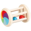 Goki Baby Greifling aus Holz mit bunten Kugeln und farbigem Motiv – Rassel und Motorikspielzeug