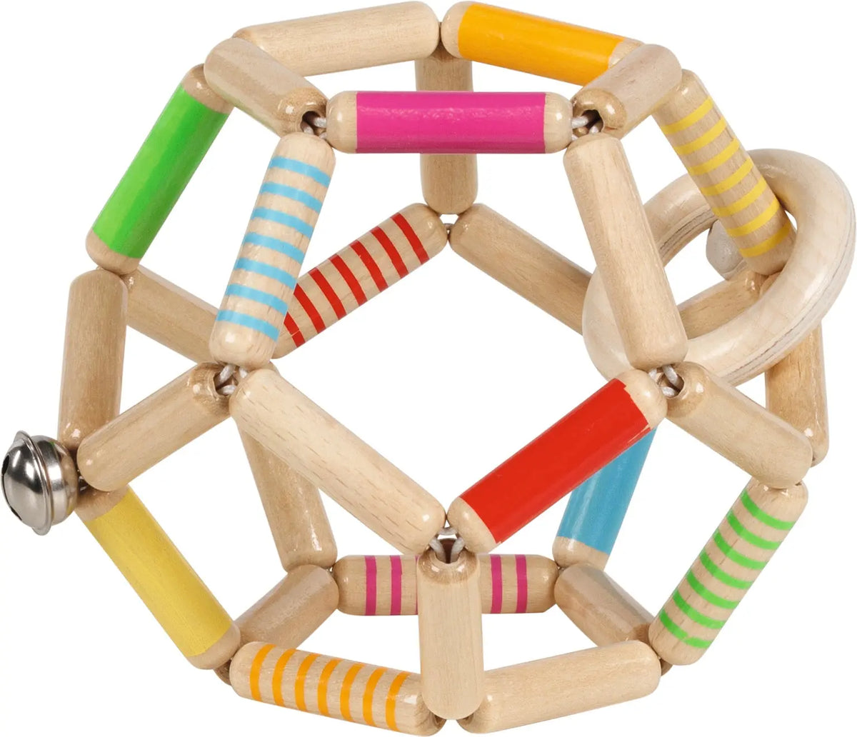 Goki Greifling Elastik-Ball aus Holz mit bunten Elementen und Glöckchen für Babys