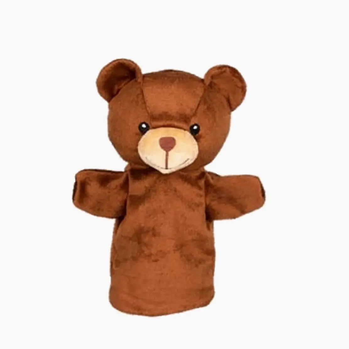Goki Handpuppe Bär 28 cm in Braun – weiche Plüsch-Handspielpuppe für Kinder