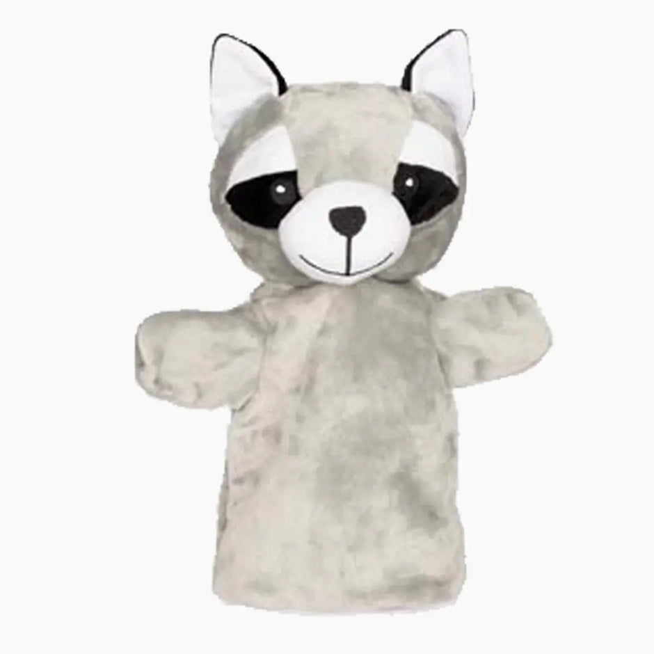 Goki Handpuppe Waschbär 28 cm in Grau – weiche Plüsch-Handspielpuppe für Kinder